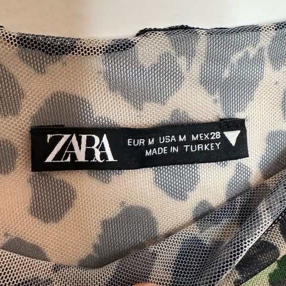 Zara cheetah print mesh see through long sleeve shirt size medium - Picture 7 of 7